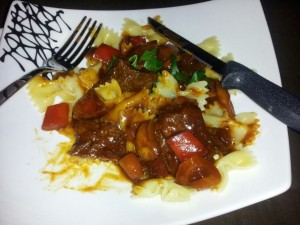 I veganized my Grandma's hungarian goulash with Gardein beef tips