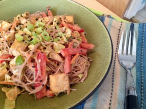 Asain Noodle Salad with Spicy Peanut Sauce