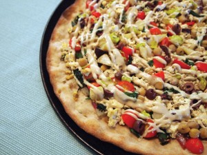 Greek Pizza with Tofu Feta