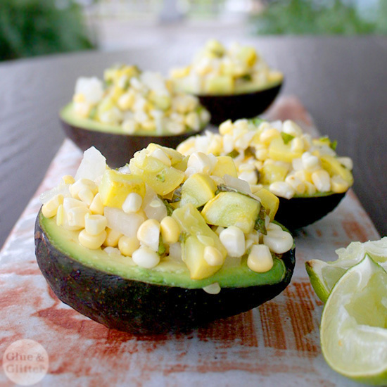 Corn and Squash-Stuffed Avocados