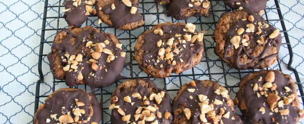 Chocolate Covered PB Pretzel Cookies