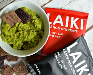 Laiki Rice Crackers are vegan and gluten free yet full of flavor and crunch from red and black rice, oil, salt, and nothing else.