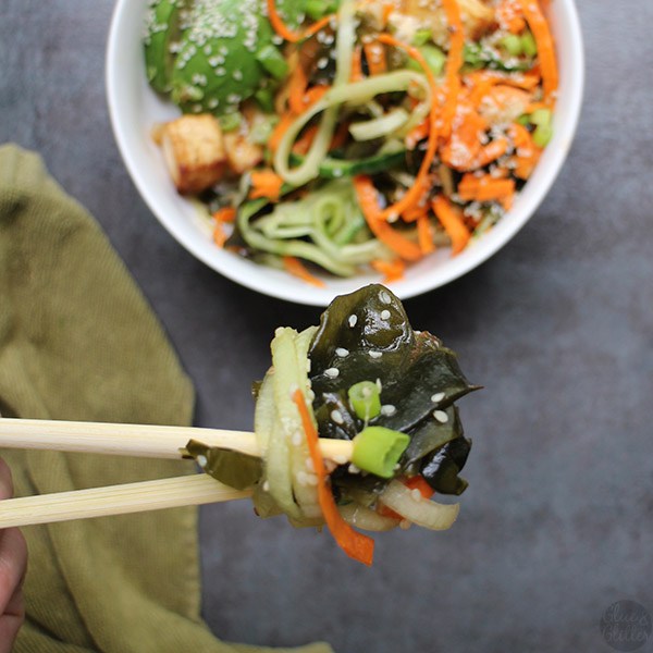 Easy seaweed salad can be an appetizer, side dish, or a whole meal with some rice or noodles to go with. It’s a recipe that you can throw together even on a busy weeknight. It comes together in about half an hour.