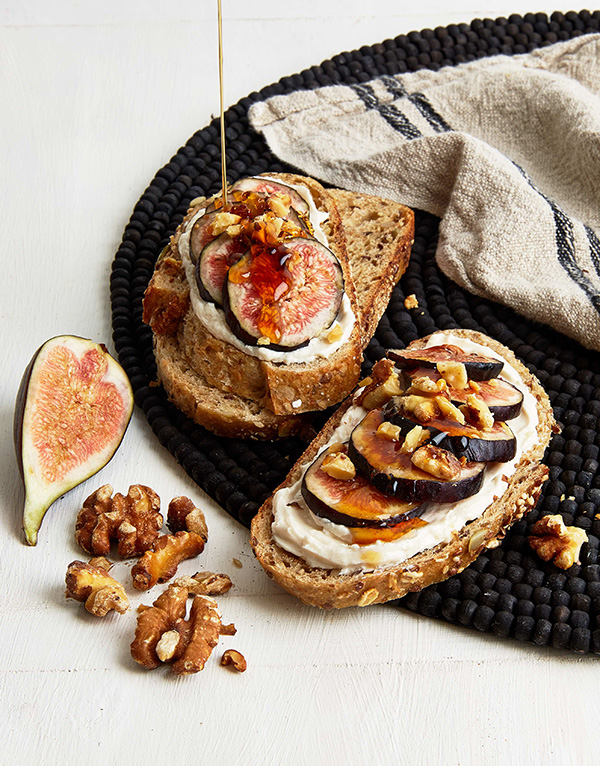 Fig, Walnut, and Vegan Honey Breakfast Tartine