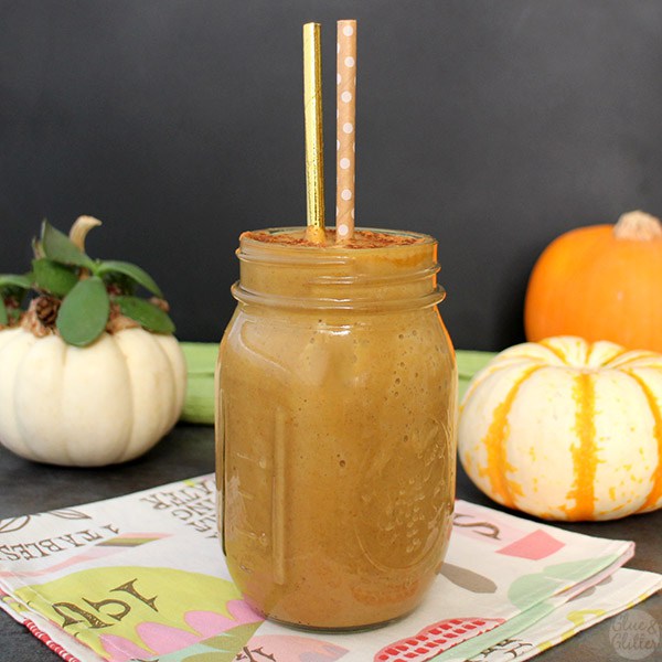 There are no added sugars in this healthy Pumpkin Pie Smoothie. Just plenty of pumpkin and pumpkin pie spices!