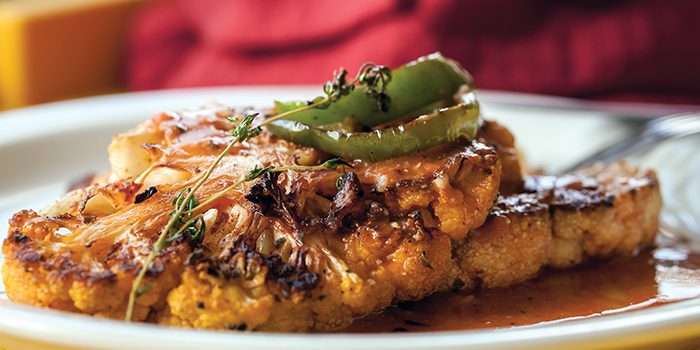 Cauliflower Steak with Miso-Rooster Sauce from The Lusty Vegan by Ayinde Howell and Zoe Eisenberg