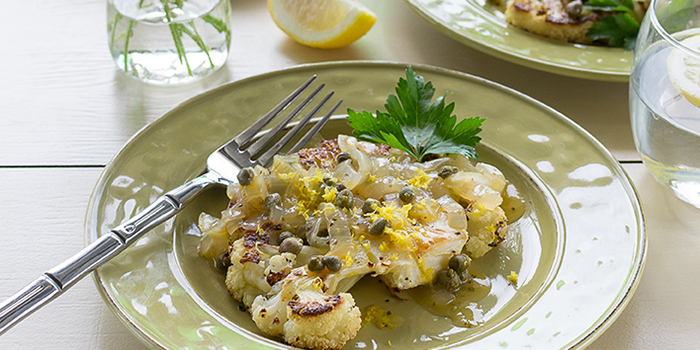Laura Theodore's Roasted Cauliflower Cutlets with Lemon-Caper Sauce