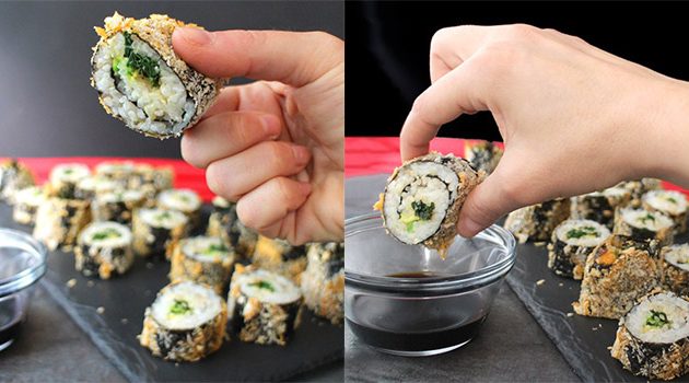 Kale Salad Sushi Rolls Made Crunchy in the Air Fryer