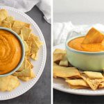 Curried hummus with pita chips and veggies for dipping.