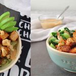 Buddha Bowl with tofu, bok choy, avocado, and quinoa.