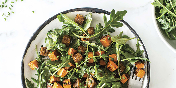 Sweet Potato Salad with Tempeh and Maple Mustard Dressing