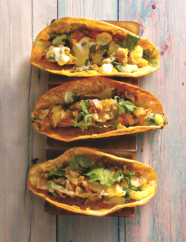 South-of-the-Border Potato Tacos from Vegan Junk Food by Lane Gold