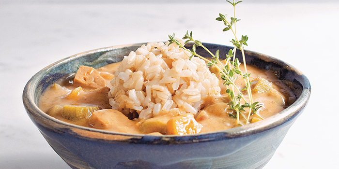 Kathy Hester's Vegan Butternut Squash Okra Gumbo with Brown Rice from The Ultimate Vegan Cookbook