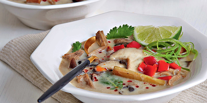 Coconut Soup with Mushrooms and Jackfruit