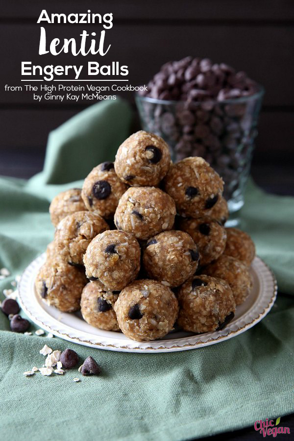 These Amazing Lentil Energy Balls from The High Protein Vegan Cookbook by Ginny Kay McMeans are sweet rather than savory, and they're the perfect afternoon snack! They're vegan and gluten-free.