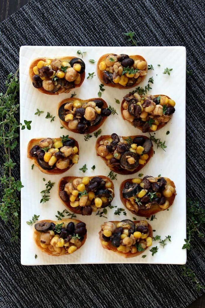 Chickpea Salad Crostini The High Protein Vegan Cookbook by Ginny Kay McMeans