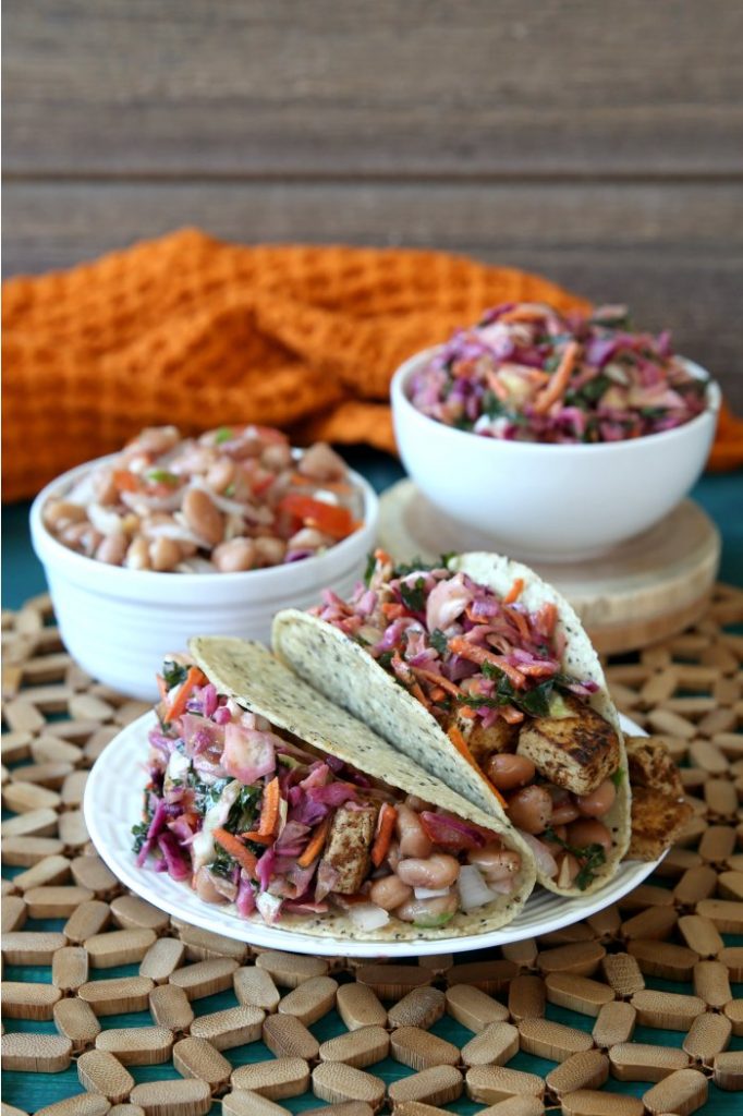 Three Layer Tacos The High Protein Vegan Cookbook by Ginny Kay McMeans