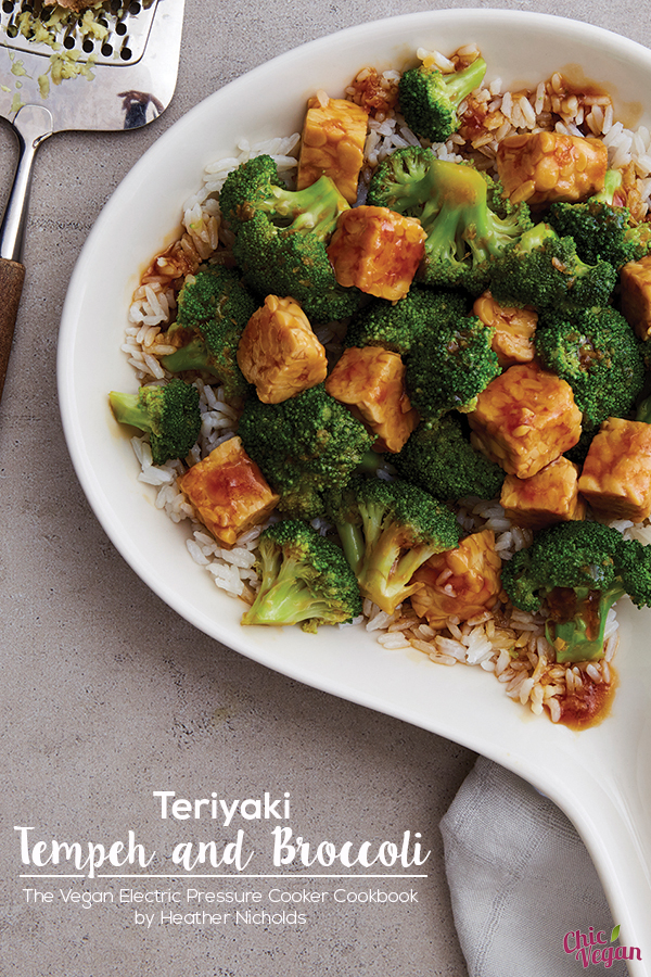Teriyaki Tempeh and Broccoli from The Vegan Electric Pressure Cooker Cookbook by Heather Nicholds requires just a few ingredients and it cooks up in a matter of minutes! It's the perfect dinner for busy weeknights.