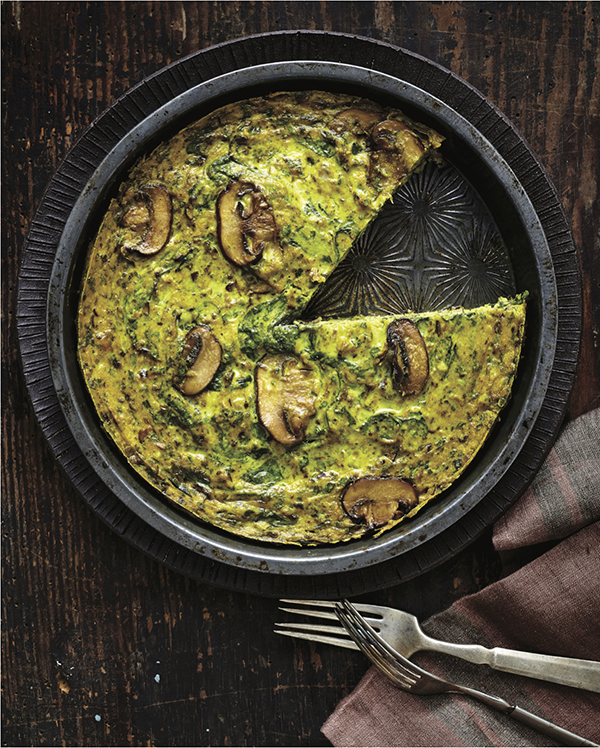 Spinach Mushroom Frittata from The Truly Healthy Vegan Cookbook